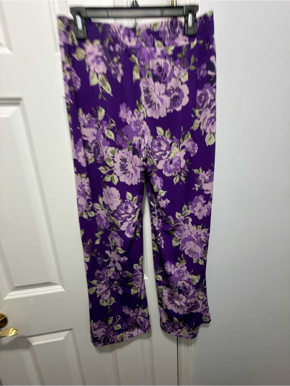 IMAN Purple Floral Wide-Leg Pants size M - Picture 3 of 4